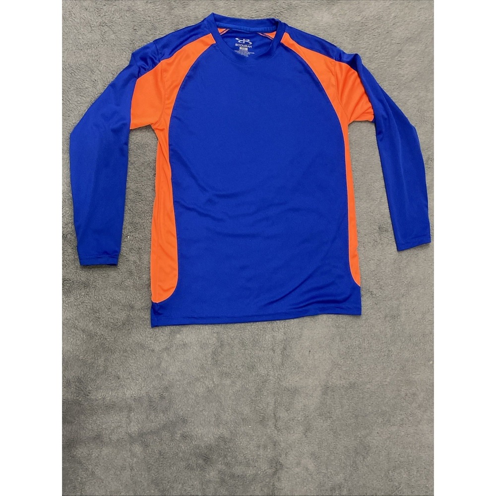 Boombah Youth Blue Orange‎ Long Sleeve Performance Shirt Baseball Training YXL
